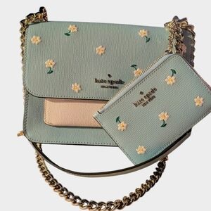 New Kate Spade ♠️ Remi Daisy Embroidered crossbody bag & cardholder Sm Wristlet
